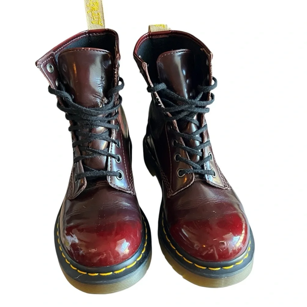 Dr Martens 1460 14585 Cherry Red Vegan Leather Ankle Boots Women’s US 6 - Picture 2 of 15